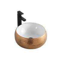 Cheap Decorative Round Gold Electroplate Art Wash Basin In Ceramic Electroplated Basin