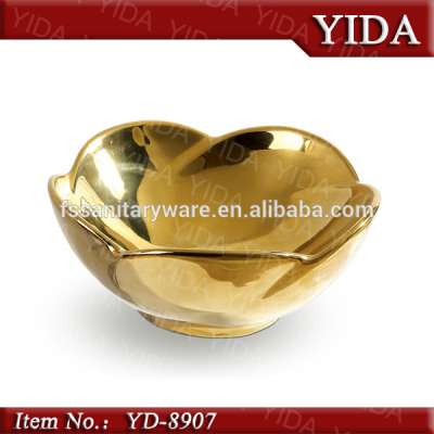 turkey golden color art basin for hand washing, Decorative Ceramic Art Wash Basin