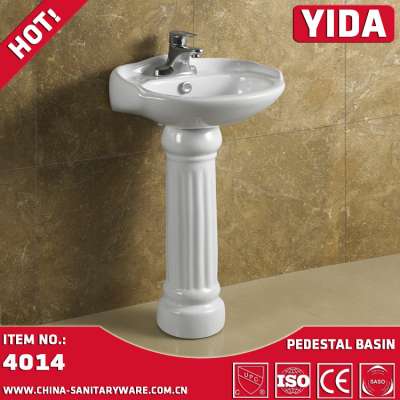 Chaoshan hot sale factory price two piece wash basin freestanding single hole basin sink