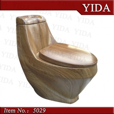 One piece toilet with wooden color, wood color toilet for sale, decorative toilet